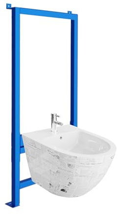 LAVITA Élément mural pour bidet LAV 500 + bidet mural Sofi Paper Kit complet | Bidet mural suspendu avec trou de robinetterie et protection anti-débordement en céramique WC WC hygiénique et facile