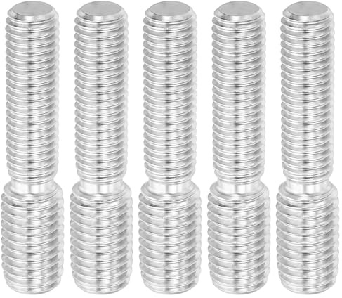 PATIKIL Tornillo Perno Roscado de Doble Extremo M10*M12*55 5 Piezas Pernos de Varilla de Acero Inoxidable 304 para Adaptador Reductor de Rosca En Muebles Herrajes Longitud 55mm