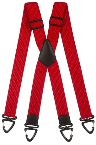 Olata Herren-Hosenträger in X-Form, mit Plastikkarabinern, 40 mm | Verstellbare 40-mm-Hosenträger in X-Form mit Karabiner und Lederkreuz; sicher für Arbeit oder elegante Kleidung.