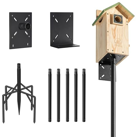 92 Inch Heavy Duty Adjustable Bird Feeder Pole for Outdoors, Rust-Proof Metal Stand with 5-Prong Base, Birdhouse Pole & Weather Station Mounting Kit (Birdhouse Not Included)