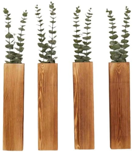 Abbdbd 4 Stück Wand-pflanzgefäße Aus Holz, Hängende Pflanzgefäße Aus Holz Für Getrocknete Blumen Und Künstliches Grün, Wandvase Für Den Innenbereich, Für Zuhause, Wohnzimmer, Dekoration