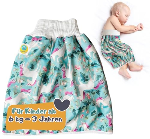 Lumina Windelrock-das Original, Abhalten und windelfrei leicht gemacht | Stilvoller Auslaufschutz für Babys & Kinder ab 6 kg bis 3 Jahren, saugfähig & atmungsaktiv, waschbar, Größe 1, Unicorn Dream