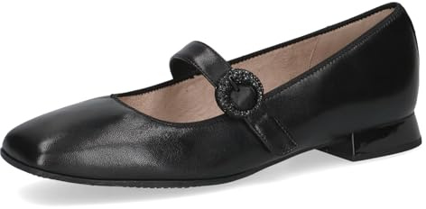 CAPRICE Ballerines Femme en Cuir Petit Talon, Noir (Black Nappa), 38 EU