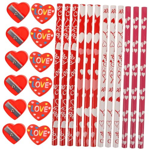 VILLCASE 3 Sätze Valentinstag Bleistift Valentinstag-bleistifte Das Bleistift Anspitzer Bleistiftanspitzer Zum Geschenkaustausch Urlaubsradiergummis Für 60 Stück * 3