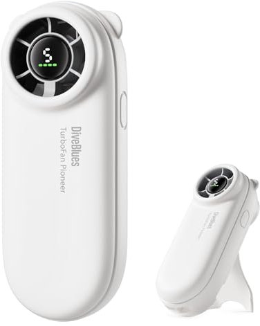 Diveblues TurboBear Mini Turbo Ventilatore, 8,8m/s Raffreddamento Veloce, 86,5g Ultraleggero, 5 Velocità, Batteria 2000mAh Ricaricabile, Compatto per Viaggi, Festival & Outdoor