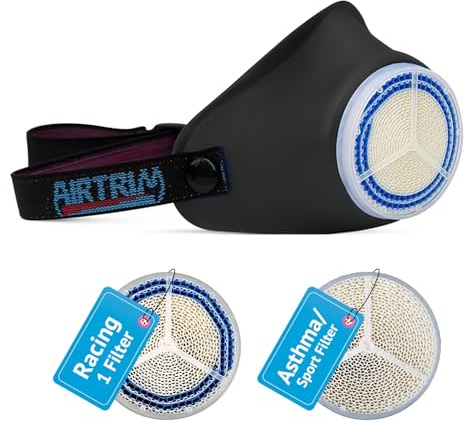 Airtrim Cold-Weather Breathing Mask, Black, with 2 Replacement Filters