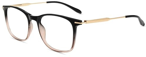 firmoo Blaulichtfilter Brille Damen Herren Rechteckig Metall Computerbrille Entspiegelte Nerdbrille, Blaulicht UV Schutzbrille ohne Sehstärke