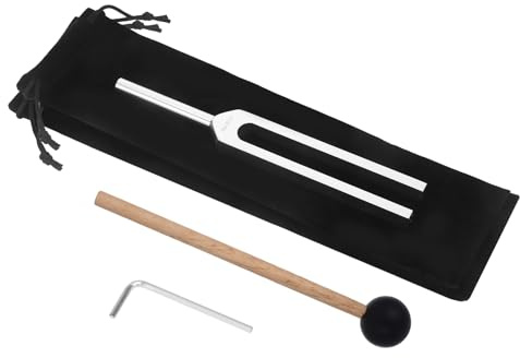 Diapason 512 Hz en alliage d'aluminium, diapason thérapeutique, avec un marteau en silicone, un outil de réparation et un chiffon de nettoyage, emballé dans une pochette en velours