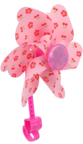 BESTonZON Windrad für Kinderfahrrad und Roller, Rotierendes Blumen Windmühle Set, Rosa Fahrradzubehör für Kinder Lenker Dekoration, 16 x 16 x 15,5 cm Fahrradwindrad Geschenk Mädchen