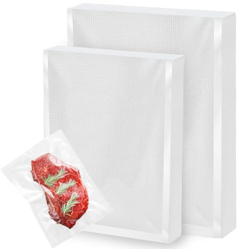 shallyong Vakuumbeutel Lebensmittel, 120 Beutel Vakuumierbeutel, Gefrierbeutel, Vacuum Beutel, Vacuum Bags für Alle Vakuumierer & Lebensmittel Vakuumiergerät, BPA-Frei, 2 Größen