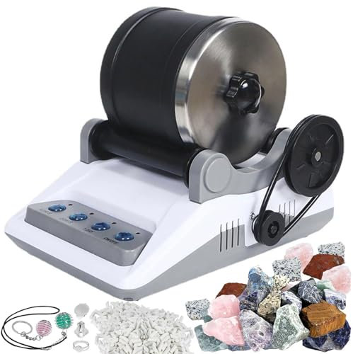 Rock Tumbler Machine Kit de meuleuse électrique pour pierres précieuses avec minuterie, polisseuse à pierre détachable, kit complet de polissage pour roches, pour les amateurs de bricolage