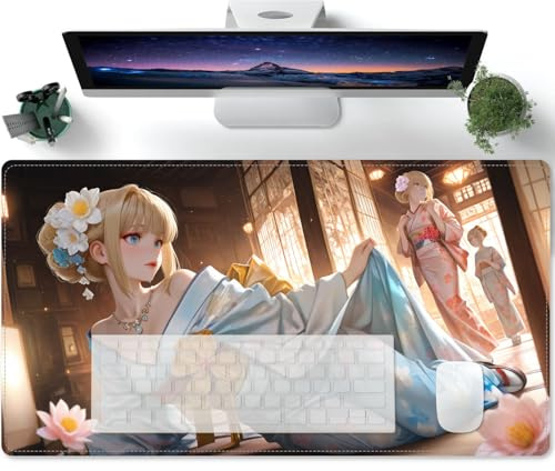 Mauspad Verlängertes großes Anime-Muster XXL Mauspad Schreibtischauflage, genähte Kanten Mouse pad, rutschfeste Gummibasis, Gaming Mouspad 600x300x3mm
