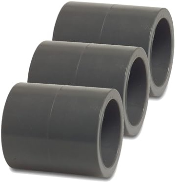 ONEAWELT - PVC Fitting Klebemuffe Ø 50mm PVC-U Muffe Rohrverbinder Rohr Schlauch Klebefitting zum verkleben, Qualität aus Europa, Menge: 3 Stück