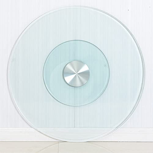Grand plateau tournant rond en verre trempé de 60 cm et 120 cm avec roulements silencieux, rotation fluide à 360 °, plateau de service pour un partage facile des aliments, 6 roues auxiliaires pour