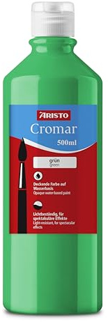 Aristo Acrylfarbe Cromar (Flüssigmalfarbe auf Wasserbasis, Inhalt: 500 ml) grün