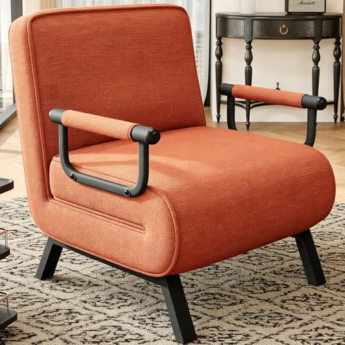 Hawthyhome Sillón 4 en 1, sofá Cama con función de Cama, Cama para Invitados Que Ahorra Espacio, sillón Relax con Respaldo Regulable, Capacidad de Carga de 150 kg, Naranja