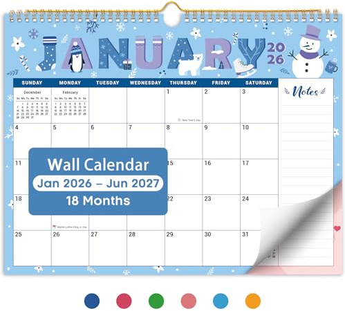 Calendar 2026-2027,18-Month Wall Calendar Runs from Jan 2026 to Jun 2027, 11.5 x 14.7, Large Monthly Calendar with Twin-Wire Binding, Perfect for Home or Office - Seasonal