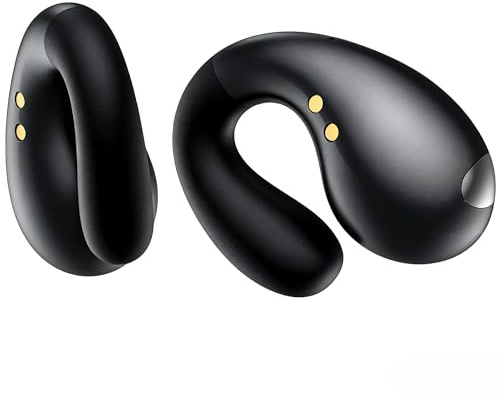 Boytond Ultra Open Ear Earbuds - Ergonomic Clip-On Earbuds, Bone Conduction Over-The-Ear Headphones with Waterproof Design and Secure Fit for Small Ears, Classic Black