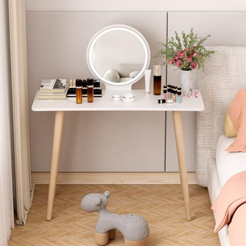 Generico Postazione Trucco, Toeletta Trucco con Specchio e Luci, Toilette da Trucco per Camera da Letto, Scrivania Trucco 3 Livelli Di Luminosità