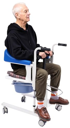 Chaise de transfert hydraulique pour patients, 90 kg, avec roulettes, élévateur de patient, pour la maison, multifonction, hydraulique à 180°, assise divisée et plateau de lit, fauteuil roulant pour