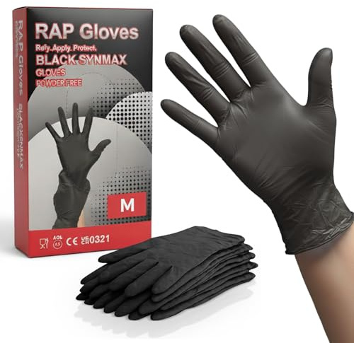 Disposable Vinyl Gloves Black M Pack of 500 | Powder Free, Medical Examination Gloves, Latex-Free, Food Safe & Protective, For Home, Kitchen & Clinical Use