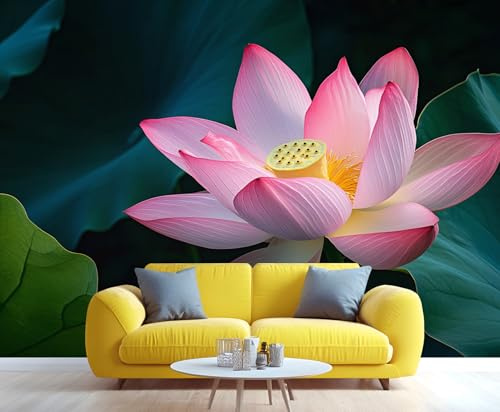 YXQAIED Wallpaper - Lotus Photo Wallpaper, Traditional Wallpapers for Living Room, Chinese Flowers Bedroom Wall Paper, Not Self Adhesive Large Wall Murals