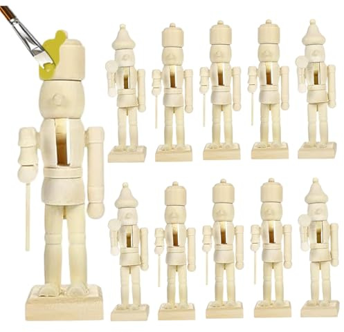 12 pièces Casse-Noisette inachevé 5 pouces figurines de Casse-Noisette à peindre pour garçons filles adultes projet d'art de Noël ornements décoration -noisettes en bois non peints, ornements, N