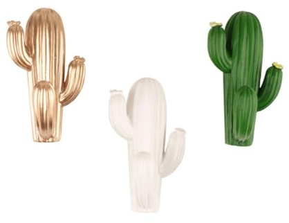 Gadpiparty Lot de 3 Crochets Adhésifs Cactus Résine, Crochet Porte-manteau sans Poinçon, Fixation Forte, Support Clés et Serviettes, Rangement Mural Maison Cuisine, Couleur Aléatoire