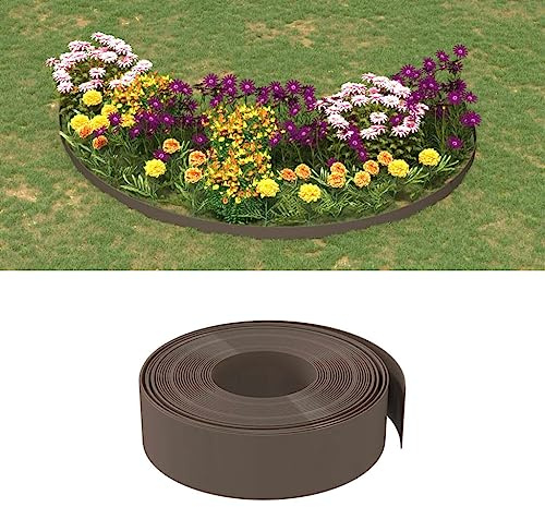 Lot de 4 clôtures en lattis - En polyéthylène - Marron - 10 m x 15 cm - Pour aménagement paysager, cour, parterres de fleurs