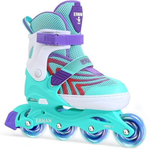 Inliner Kinder Verstellbar, Kinder Inline Skates für Mädchen Jungen, Damen Herren RollerSkates 5 Größen verstellbar