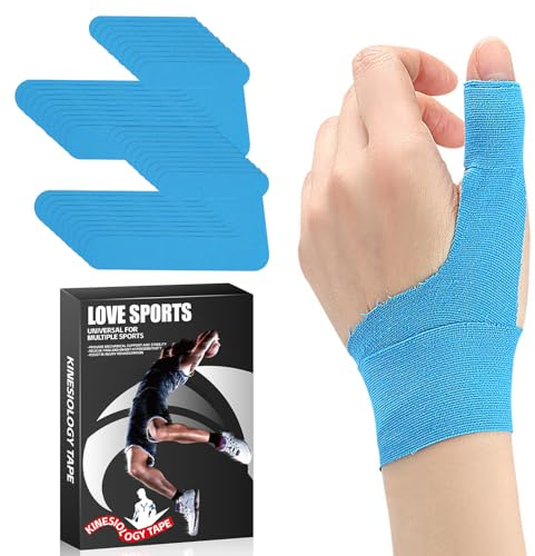 DASHUI 20 Stück Vorgeschnitten Kinesiotape, Kinesio Tape für Fingerschutz & Sehnenscheide, Vorgeschnittenes Daumenstützband Links, Kinesiotapes Knie für Sehnenentzündung