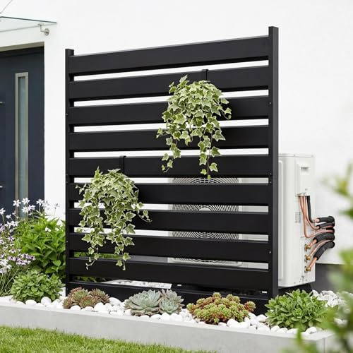 Garvee Freestanding Garden Privacy Fence Panels, Set of 1 Panels, 96cm x 137cm, Heavy-Duty Galvanised Steel Privacy Screen, No Dig Installation for Balcony, Patio, or Screening AC Units & Bins