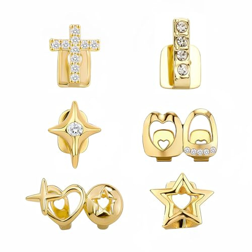 PUXZYAX 6 Stück Goldkappen, Gnashers, Kupfer, gefälschte Silberzahngrills für alle Geschlechter, Einzelzahngrill, Zahnschmuck, wiederverwendbare Goldgrills, Gold