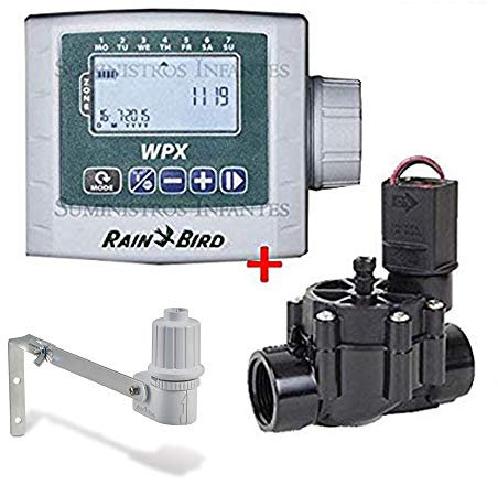 Kit Programador autónomo a pilas WPX1 R.Bird + Electrovalvula 1 9v 100DVF + Sensor de lluvia RSDBex