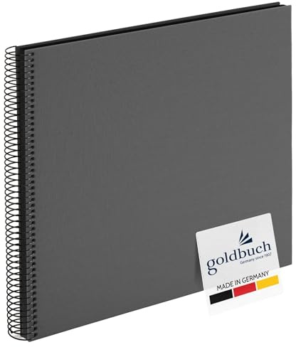 goldbuch 25 525 Spiralalbum Bella Vista, Foto Album 35 x 30 x 1,5 cm - Spirale ⌀ 2,8 cm, Fotoalbum, 40 schwarze Seiten, vorderes Cover aus Leinen, Fotobuch für Bilder und Fotos zum Einkleben, Grau