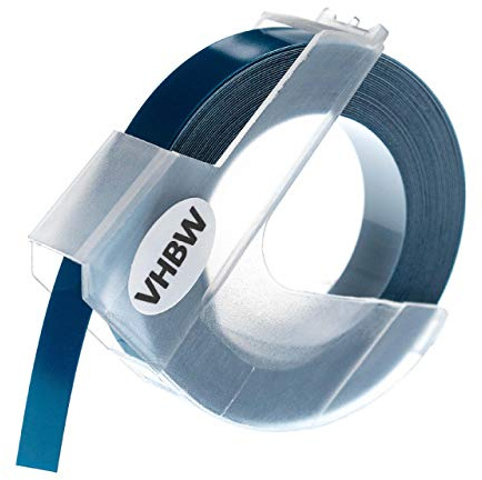 vhbw 3D Prägeband-Schriftband-Kassette kompatibel mit Dymo 1610, 1595GY, 1745, 1755, 1765 Etiketten-Drucker 3m x 9mm Weiß auf Dunkelblau