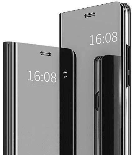 MadBee Funda OnePlus 7 Pro [Protector Pantalla], Fundas de Espejo Elegante Brillante Standing Flip Carcasa Cover Carcasa Funda Case para OnePlus 7 Pro (Negro)