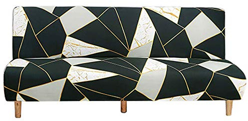 ele ELEOPTION Sofabezug Ohne Armlehnen, Moderner Druck Sofabezug 3 Sitzer Ohne Armlehne Stretch Couch überzug Armlose Sofabettüberzug für Faltbares Schlafsofa Ohne Armlehnen,180-210 cm (Farbblock)