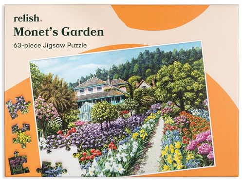 Relish Großes 63-Teile-Puzzle für Senioren mit Demenz – Monets Garten | 63-Teile-Großpuzzle für Demenz & Alzheimer. Fördert Gedächtnis, Konzentration und kognitive Anregung.