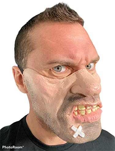Rubber Johnnies Demi-masque de pouce, bandage, dents, masque de costume amusant, taille unique