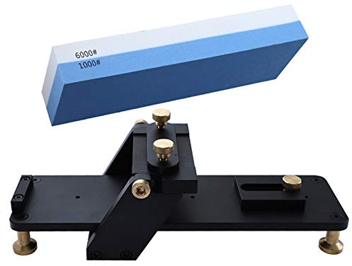 Chisel Sharpener, 6000# & 1000# Double Sided Woodworking Sharpening Stones, Aluminum Alloy Non-Slip Fixed Angle Sharpener, Whetstone for Wood Carving Chisels (2 Pcs)