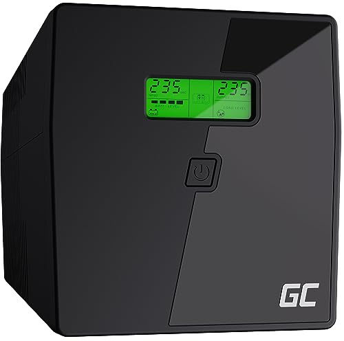 Green Cell UPS Onduleur 1000-1999VA (600W) 230V Alimentation d'énergie Non interruptible Line-Interactive AVR Alimentation sans Interruption pour Ordinateur USB/RJ45 2X Schuko 2X IEC Prises LCD