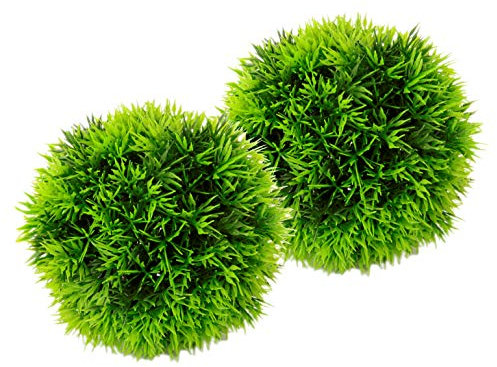 Künstliche Zyperngraskugel 2er Set Dekorative Graskugel realistisch Zubehör Hochzeit Party Dekor Grün Kunstgras Gräser Kunststoff Dekokugel Kunstpflanze Kugel Ornament für Haus Büro Restaurant Café