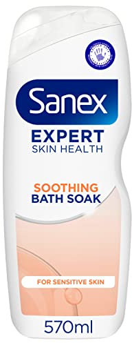 Sanex Expert Skin Health Soothing Bath Soak 570ml - bath soak men and women - bath foam - advanced prebiotic formula - comforts sensitive skin - supports good skin bacteria - dermatologically tested