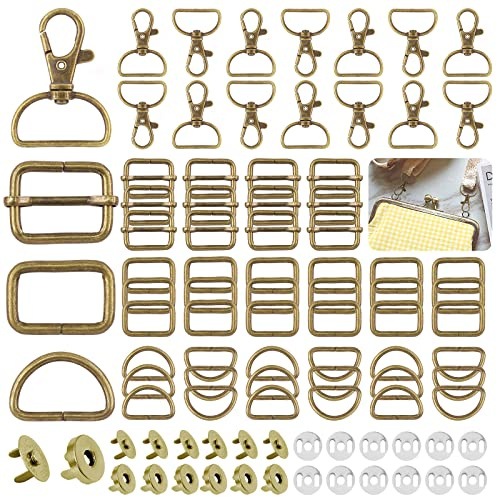 Mardatt 100 Stück 3 Farben Hardware-Schnallen-Set inklusive D-Ring, dreieckige, quadratische Ringe, magnetische Karabinerhaken