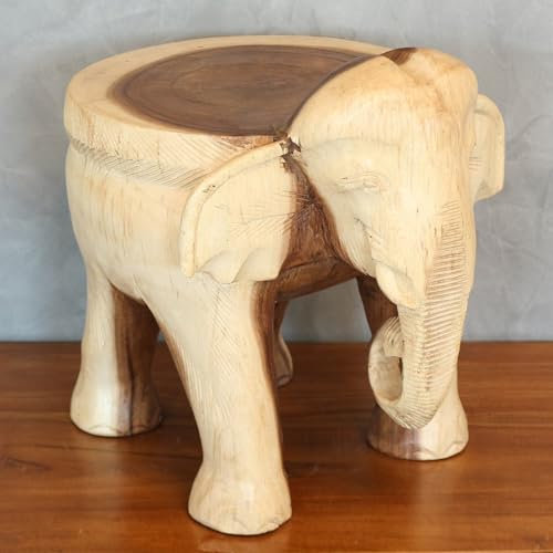 Oriental Galerie Hocker Rundhocker Holzhocker Elefanthocker Blumehocker Elefant ca. 38 cm hoch Holz Limboholz Natur Groß