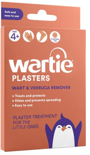 Wartie Plasters - Verruca & Wart Remover - Protect, Treat and Prevent - Easy Wart and Verruca Treatment for Hands and Feet - Prevent Spreading Warts - Safe for Adults and Children Aged 4+ - Pack of 15