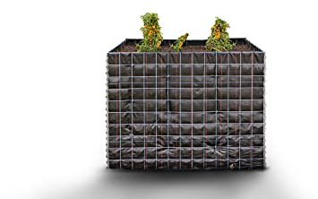 GABIONA - Bancal alto (largo x alto x ancho): 130 x 100 x 60 cm - Cesta de alambre cuadrada y galvanizada con fieltro como macetero para el jardín - Fácil montaje