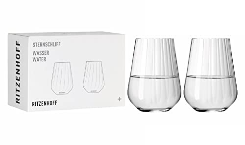 RITZENHOFF Wasserglas-Set 2er - 500 ml - Made in Germany | Artikelnr. 3681002, Serie Sternschliff Set, 2 Wassergläser 500 ml, Kristallglas, spülmaschinenfest