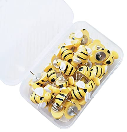 JIHUOO 30 Stück Bienen Reißnägel Stecknadeln Reißzwecken Dekorative Karte Nagel Pinnadeln Reißnägel Pinnwandnadeln für Fotos Wand